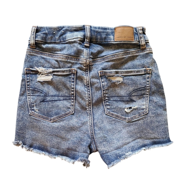 Women's AE Next Level Stretch Curvy Hi Rise Shortie Size 0 Distressed Shorts! - Picture 7 of 14
